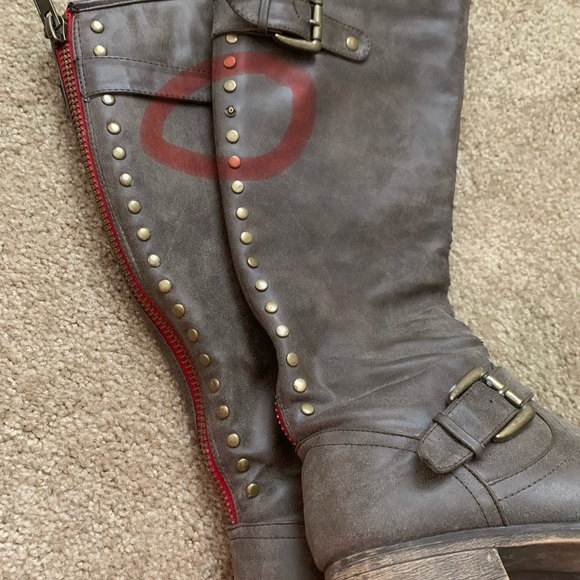 Madden Girl Brown Over the Knee Boots Cactus 7.5 with Buckle Straps distressed - Picture 12 of 15